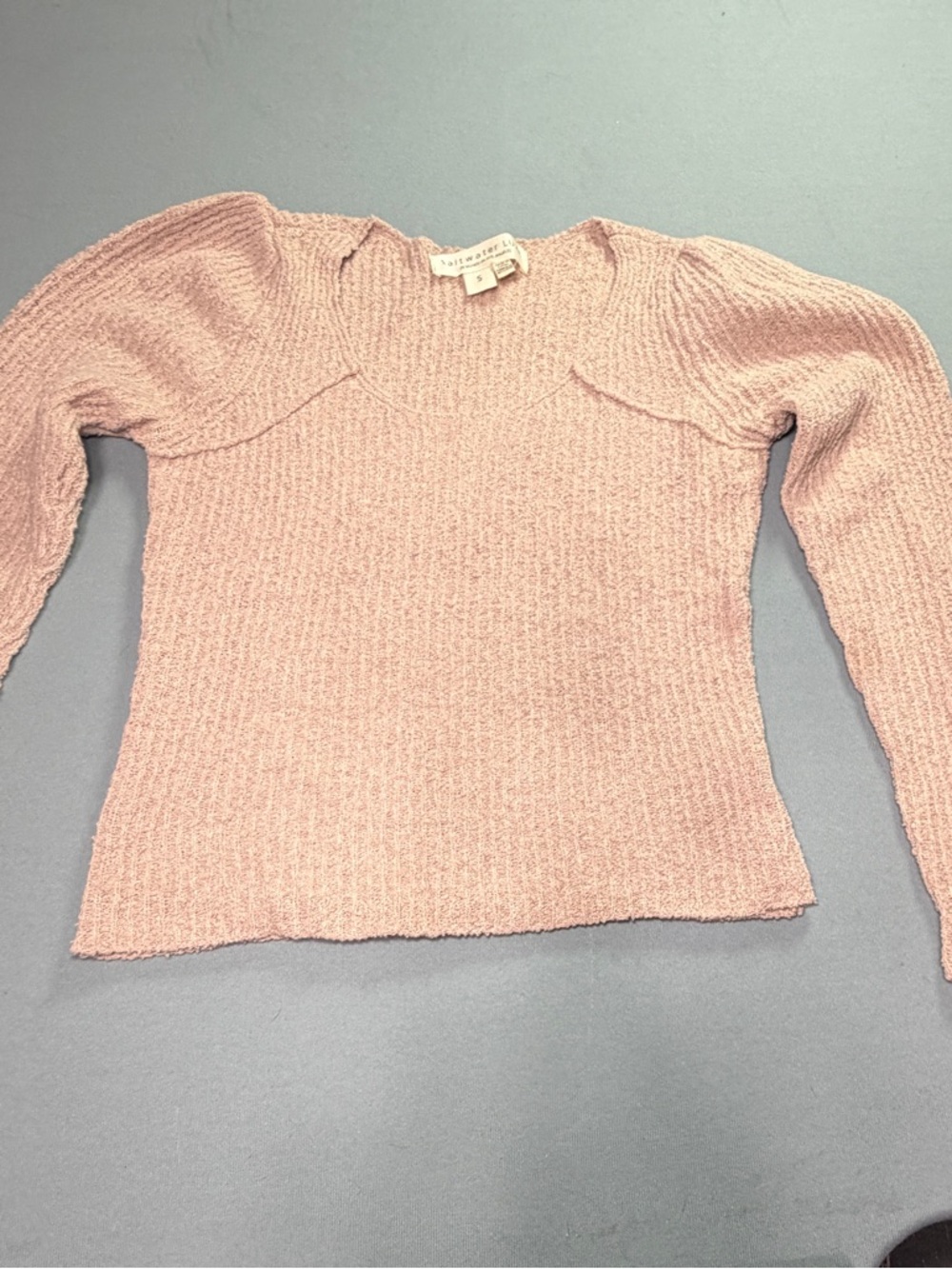 Anthropologie saltwater LUXE Dusty peach Scoop-Neck Knit Top